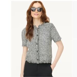 J Crew Women's Gray Tweed Short Sleeve Cardigan size xxs